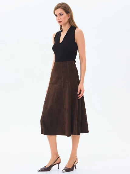 Коричневая замшевая юбка 17з, размер 42, артикул 86020-6