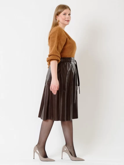 Коричневая кожаная юбка 01рс, размер 40, артикул 85132-3