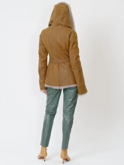 Зимний комплект женский: Дубленка 122 + Брюки 03, бежевый/оливковый, р. 42, арт. 111367-6