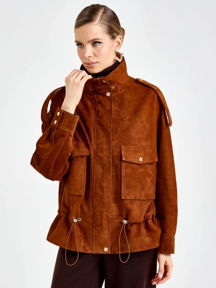 Замшевая женская куртка премиум класса 3101з, виски, размер 48, артикул 92420-1