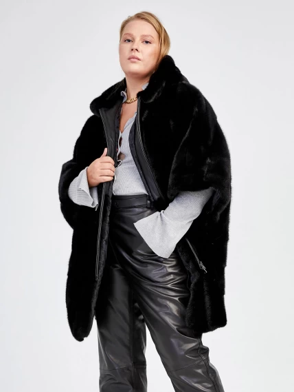 Зимний комплект женский: Шуба из меха норки Эмма + Брюки 04, черный, р. 62, арт. 111312-5