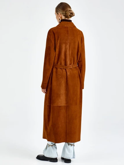 Замшевый женский плащ премиум класса 3113з, виски, размер 48, артикул 92400-5