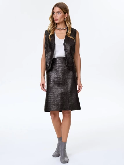 Укороченный женский жилет премиум класса 09, черный, размер 44, артикул 64250-6