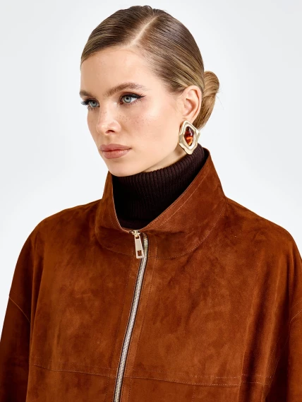 Женская замшевая куртка премиум класса 3090з, виски, размер 48, артикул 92410-3