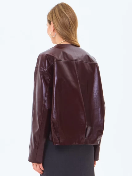 Кожаная куртка бомбер премиум класса для женщин 3094, бордовая, размер 50, артикул 24350-5