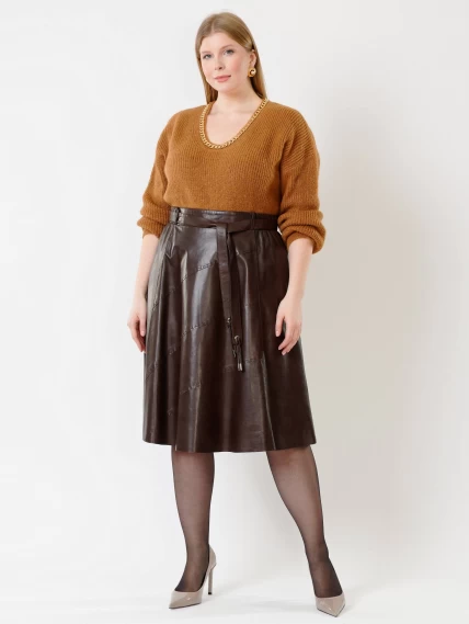 Коричневая кожаная юбка 01рс, размер 40, артикул 85132-4