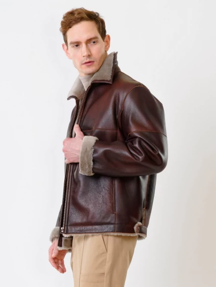 Короткая мужская дубленка 140, виски, размер 48, артикул 70250-0