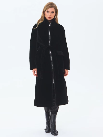 Длинная женская шуба из астрагана 2062, черная, размер 46, артикул 64690-3