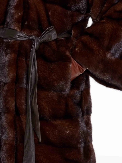 Короткая коричневая норковая женская шуба MANAKAS 2524, размер 38, артикул 34470-2