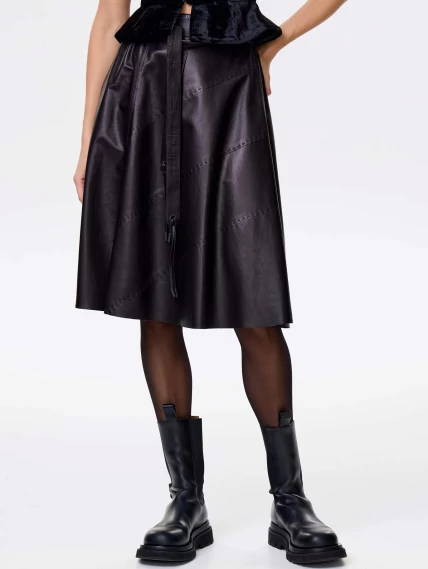 Черная кожаная юбка 01рс, размер 44, артикул 85462-1