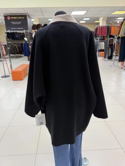 Черное кашемировое женское полупальто 1095-85, размер 46, артикул 92560-1