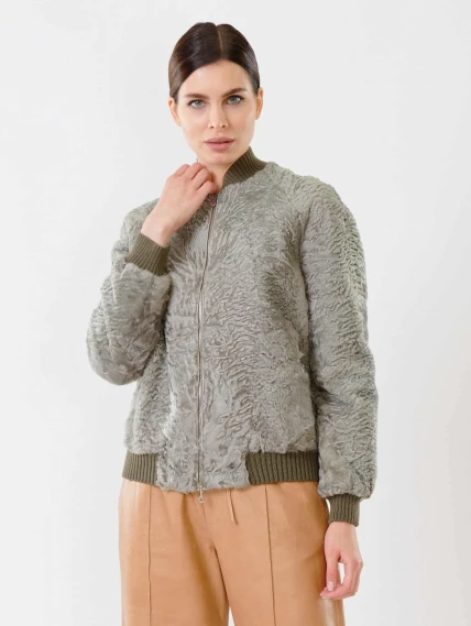 Бомбер из каракуля женский 17105, мятный, размер 40, артикул 22600-5