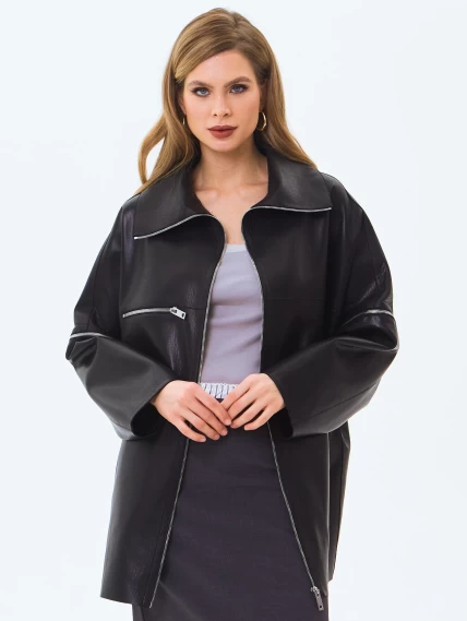Кожаная куртка премиум класса для женщин 3088, черная, размер 46, артикул 24330-6