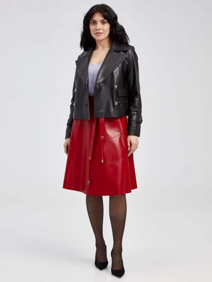 Красная кожаная юбка 01рс, размер 52, артикул 85142-0