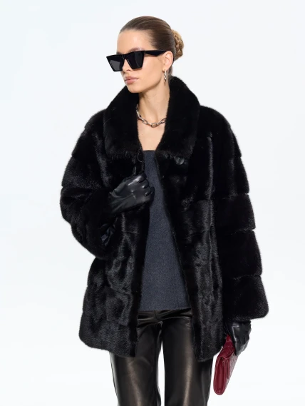 Черная женская норковая шуба MANAKAS 2478, размер 38, артикул 34260-5