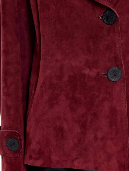 Женский замшевый пиджак премиум класса 3097з, бордовый, размер 46, артикул 24730-2