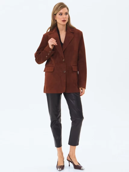 Женский замшевый пиджак премиум класса 3096з, табачный, размер 48, артикул 24370-2