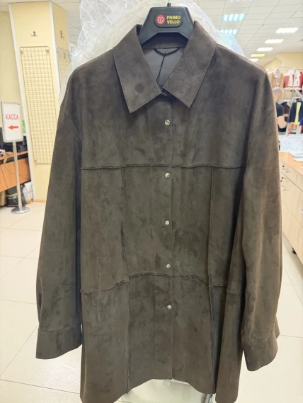 Коричневая женская замшевая куртка премиум класса 3108з, размер 42, артикул 92230-0