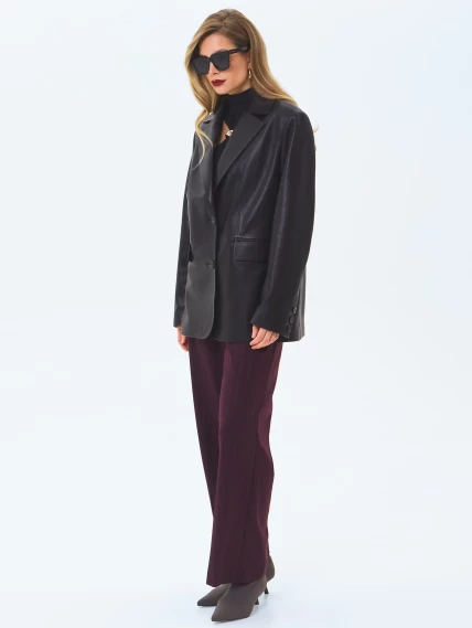 Кожаный женский пиджак премиум класса 3096, черный, размер 46, артикул 24490-6