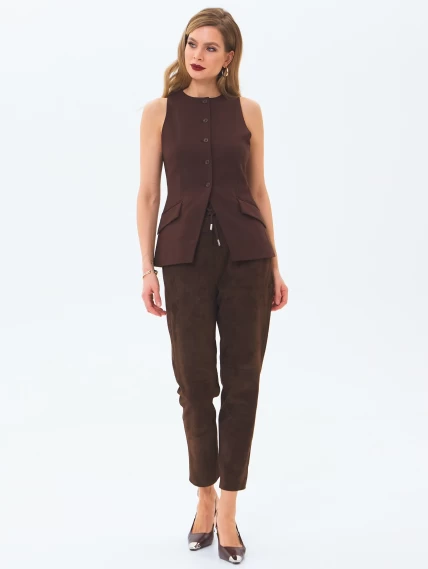 Замшевые женские брюки 09з, коричневые, размер 44, артикул 86030-6