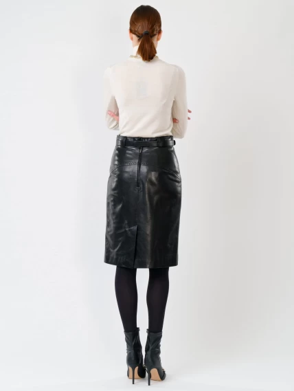 Черная кожаная юбка карандаш 02рс, размер 52, артикул 85481-5