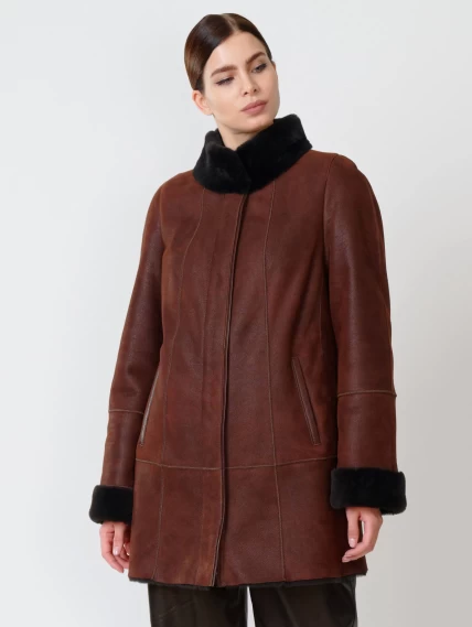 Зимний комплект женский: Дубленка 267 + Брюки 05, виски/черный, р. 44, арт. 111290-5