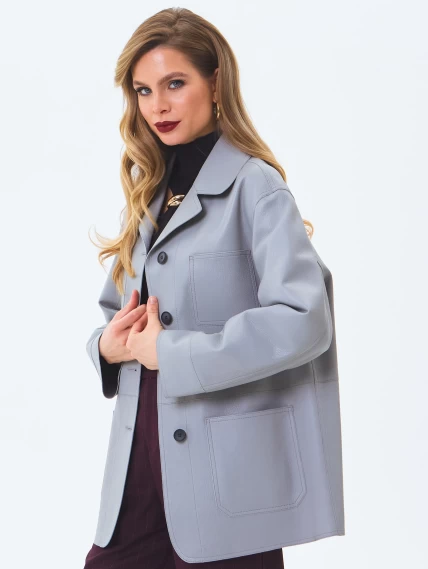 Серый женский кожаный пиджак премиум класса 3092, размер 46, артикул 24590-6