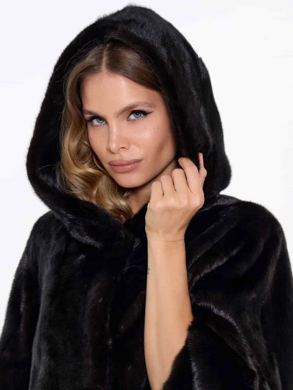 Черная женская норковая шуба BRASCHI 6883.H1, размер 40, артикул 34420-3