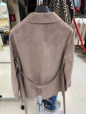 Женская замшевая бежевая куртка пиджак премиум класса 3092з-1