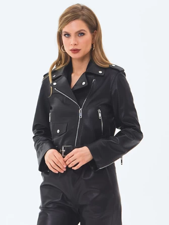 Женская кожаная куртка косуха с поясом премиум класса 3080-0