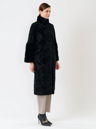 Женская шуба из меха каракуля с мехом норки 17101д(сн)-1
