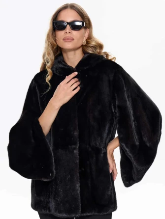 Черная норковая шуба BRASCHI 6883.H1-0