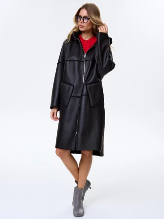 Женское полупальто с капюшоном из натуральной овчины премиум класса 2052-1