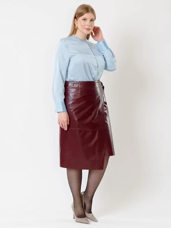 Кожаная юбка миди с запахом 07-0