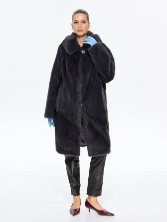 Женская норковая шуба с капюшоном М-101-9- 708-0