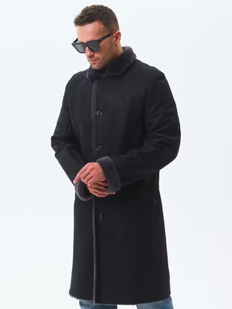 Длинная классическая мужская дубленка премиум класса 407-0