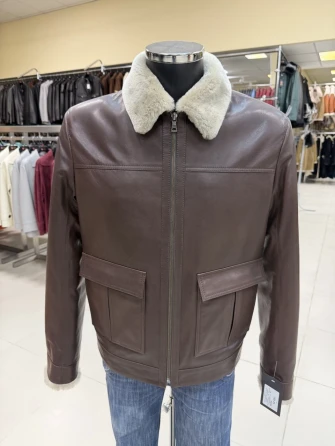 Короткая мужская дубленка премиум класса 565мех-0