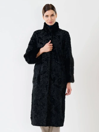 Женская шуба из меха каракуля с мехом норки 17101д(сн)-0
