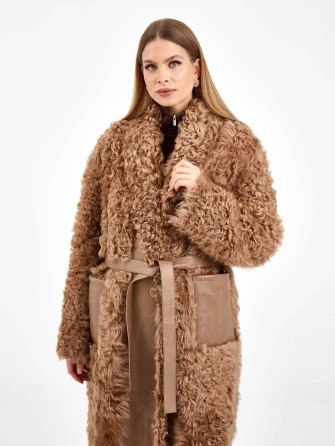 Пальто из натуральной овчины тиградо для женщин премиум класса 2020-1