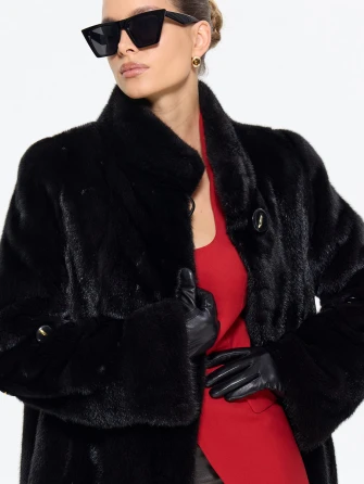 Коричневая женская норковая шуба Модница-010-1