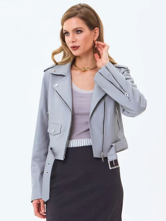 Женская кожаная куртка косуха с поясом премиум класса 3080-1