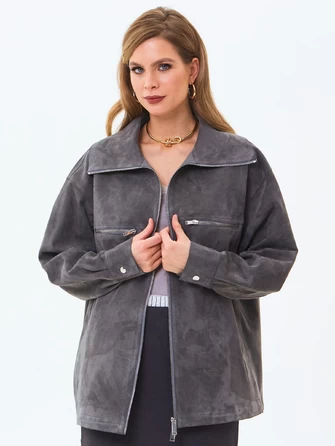 Удлиненная женская замшевая куртка премиум класса 3084з-1
