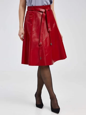 Красная кожаная юбка 01рс-1