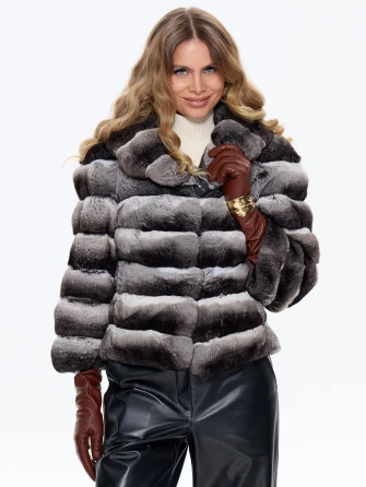 Короткая женская шуба из меха шиншилы MANAKAS QWN-1