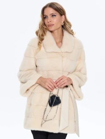 Белая женская норковая шуба MANAKAS 2478-0