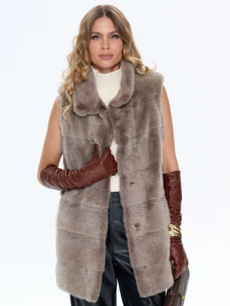 Бежевый норковый жилет 01-0
