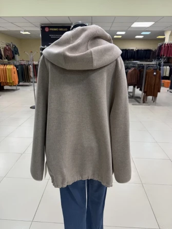 Полупальто кашемировое женское с капюшоном бежевое 1132-70-1