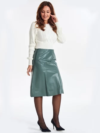 Расклешенная кожаная юбка 04-0