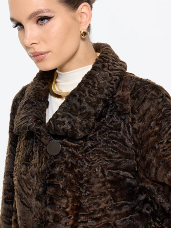 Короткая женская шуба из меха каракульчи Лиза-1