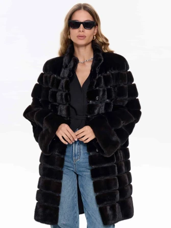 Поперечная женская шуба из меха норки BRASCHI ELM 047-1